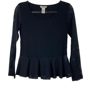 Helios + Luna Mesh Sleeves Peplum Top